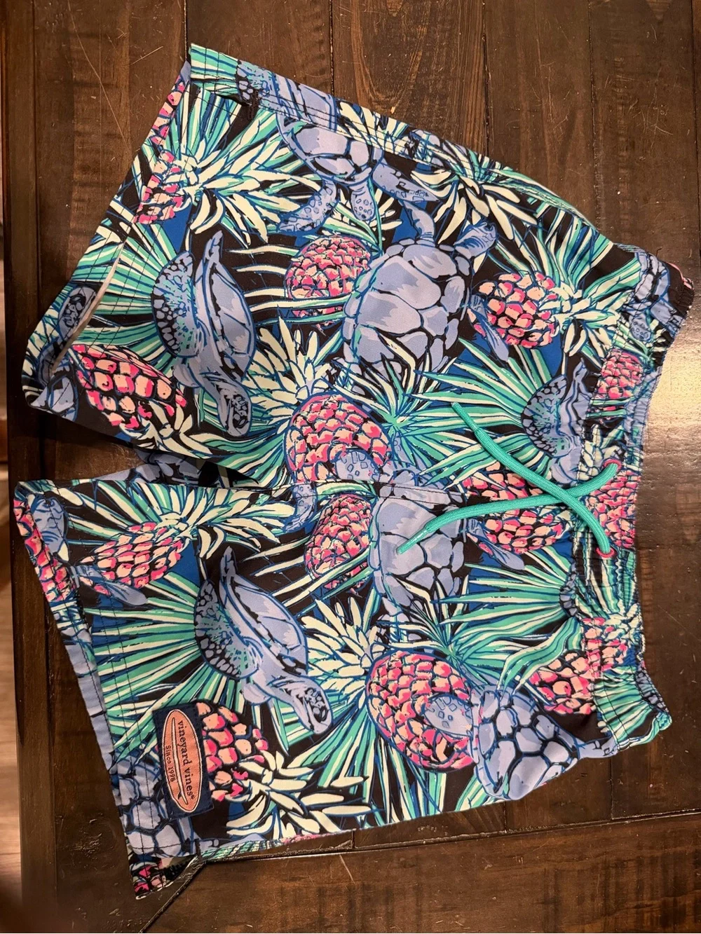 Vineyard Vines Blue & Teal Patterned Swim Shorts